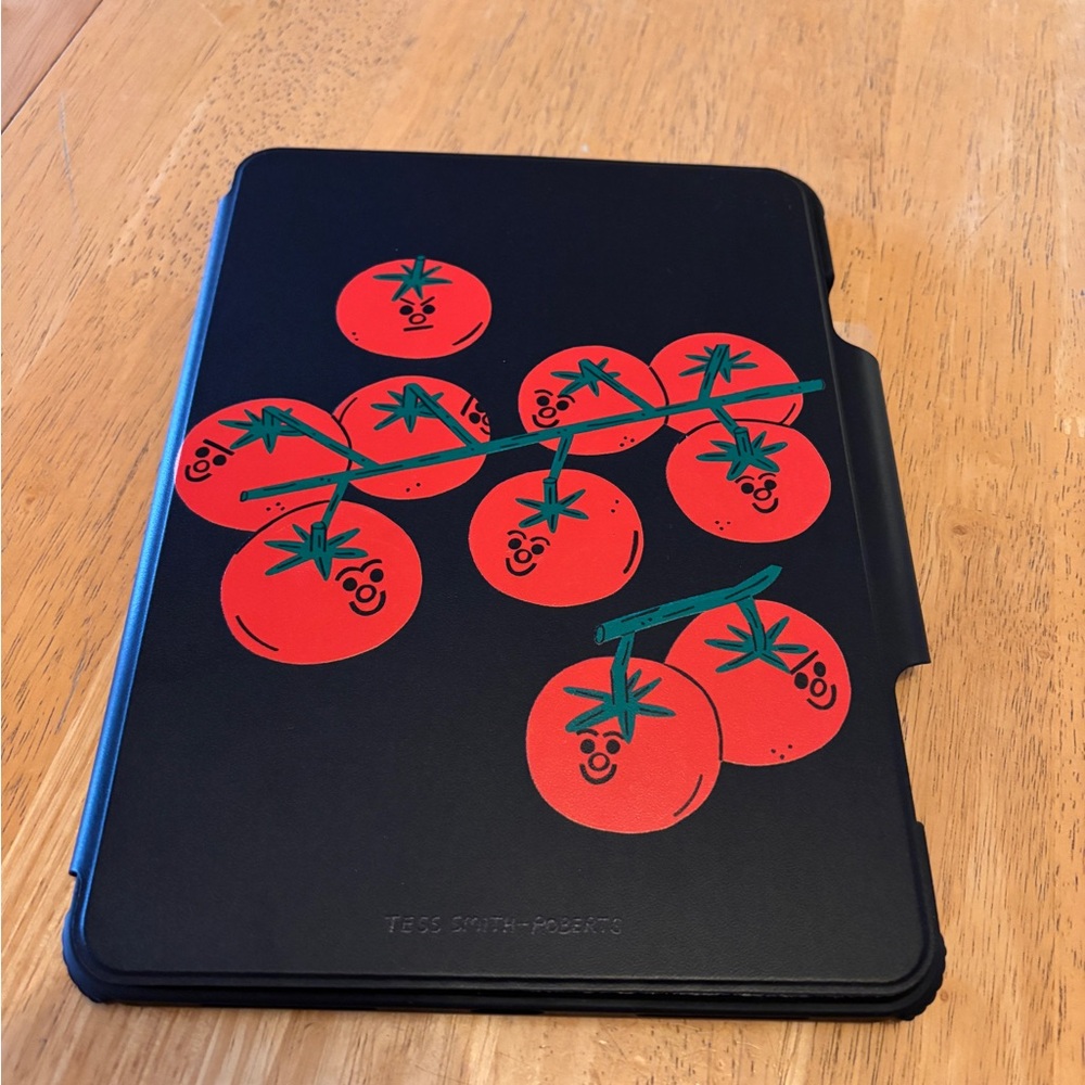 Casetify Black Tablet Case with Red Tomato Pattern by Tess Smith-Roberts